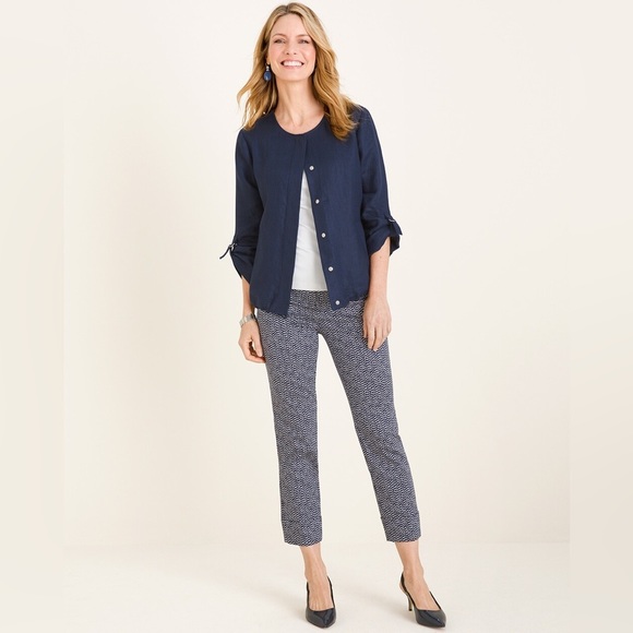 Chico's Pants - Chicos Secret Stretch Raindrop-Print Straight-Leg Cuffed Crops size 12 NWT